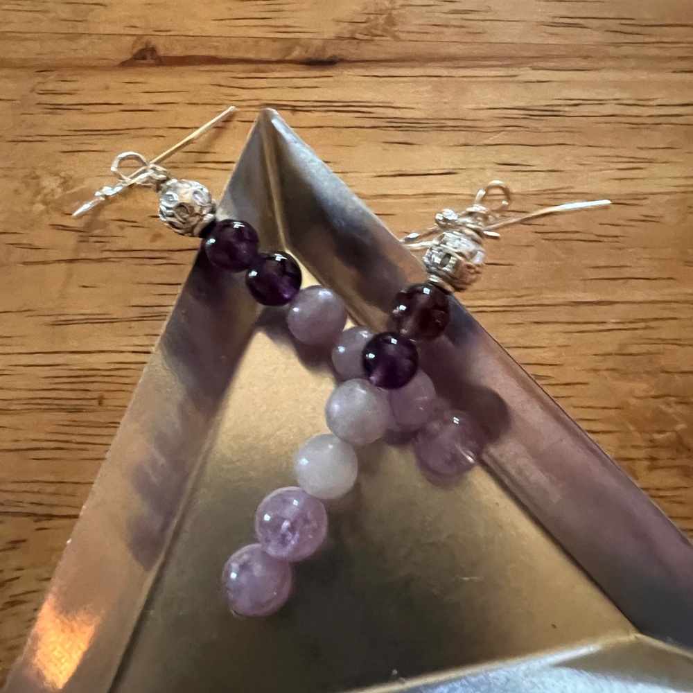 Elegant Silver and Blue Dangle Earrings - Picture 3 of 4